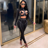 Patchwork Hollow Out Two Piece Set