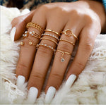 8pcs/sets Geometric Gold Rings Sets
