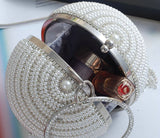 Luxury Diamond Tassel Pearl Beaded Clutch Bag Silver
