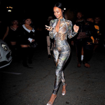 Long Sleeve Print Zip Up Skinny Bodycon Jumpsuit