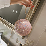 Crystal Ball Clutch Handbag Pink