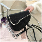 Luxuria Diamond Pure Saddle Handbag Black