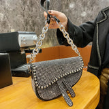 Luxuria Diamond Pure Saddle Handbag Diamonte