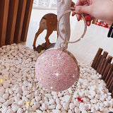Crystal Ball Clutch Handbag Pink