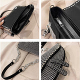 Luxuria Diamond Pure Saddle Handbag Black