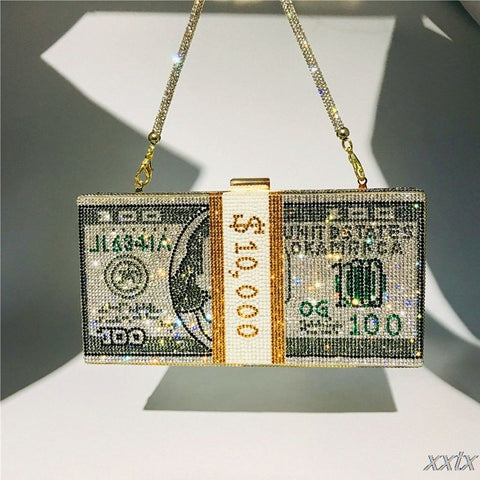 Money Stack Rhinestone Clutch