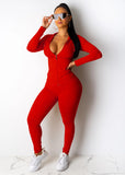 Simple Fitted Tracksuit Red