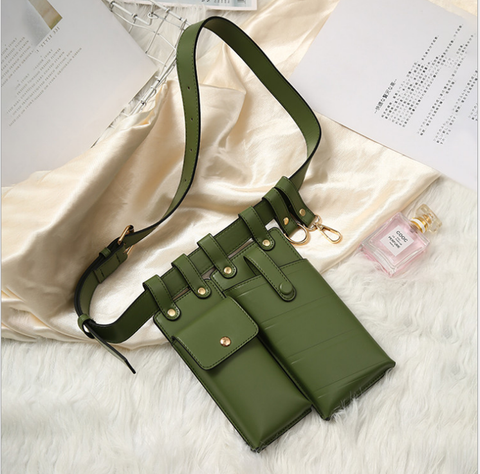 Waist Pack Leather Belt Bag Green