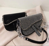 Luxuria Diamond Pure Saddle Handbag Black