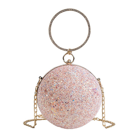 Crystal Ball Clutch Handbag Pink