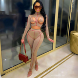 Patchwork Hollow Out Two Piece Set