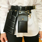 Waist Pack Leather Belt Bag Black