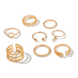 8pcs/sets Geometric Gold Rings Sets
