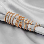 8pcs/sets Geometric Gold Rings Sets