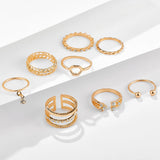 8pcs/sets Geometric Gold Rings Sets