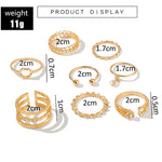 8pcs/sets Geometric Gold Rings Sets
