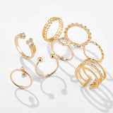 8pcs/sets Geometric Gold Rings Sets