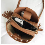 Scrub Vintage Tassel Bucket Bag Brown